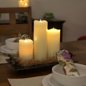 Three Posts White Flameless Candle THPS4481